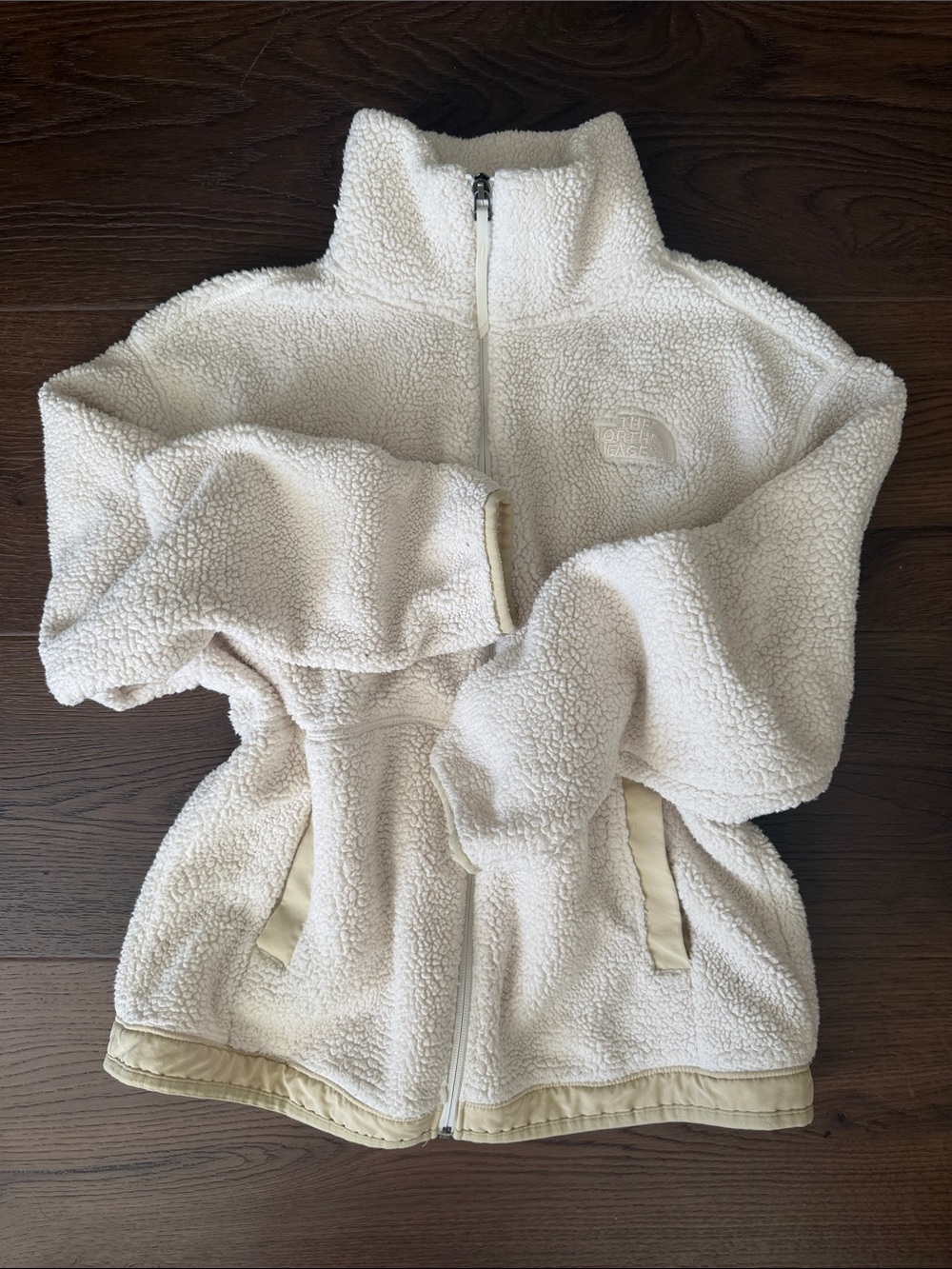 The North Face Cream Sherpa Zip-Up Jacket